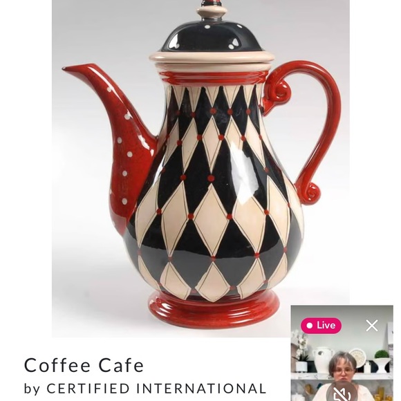 Coffee cafe by certified international red black and white diamond desig…